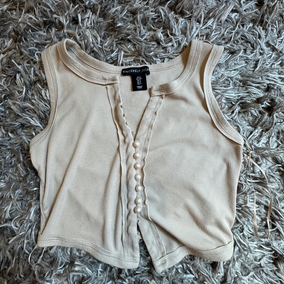 Sincerely Jules Beige Button-Front Tank Top - Picture 1 of 4